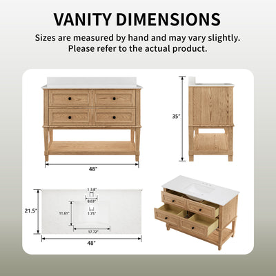 DeerValley DV-1BV0540W/NW/GN 48-inch fully assembled single vanity unit with artificial marble countertop, available in three colors.