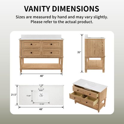 DeerValley DV-1BV0540W/NW/GN 48-inch fully assembled single vanity unit with artificial marble countertop, available in three colors.