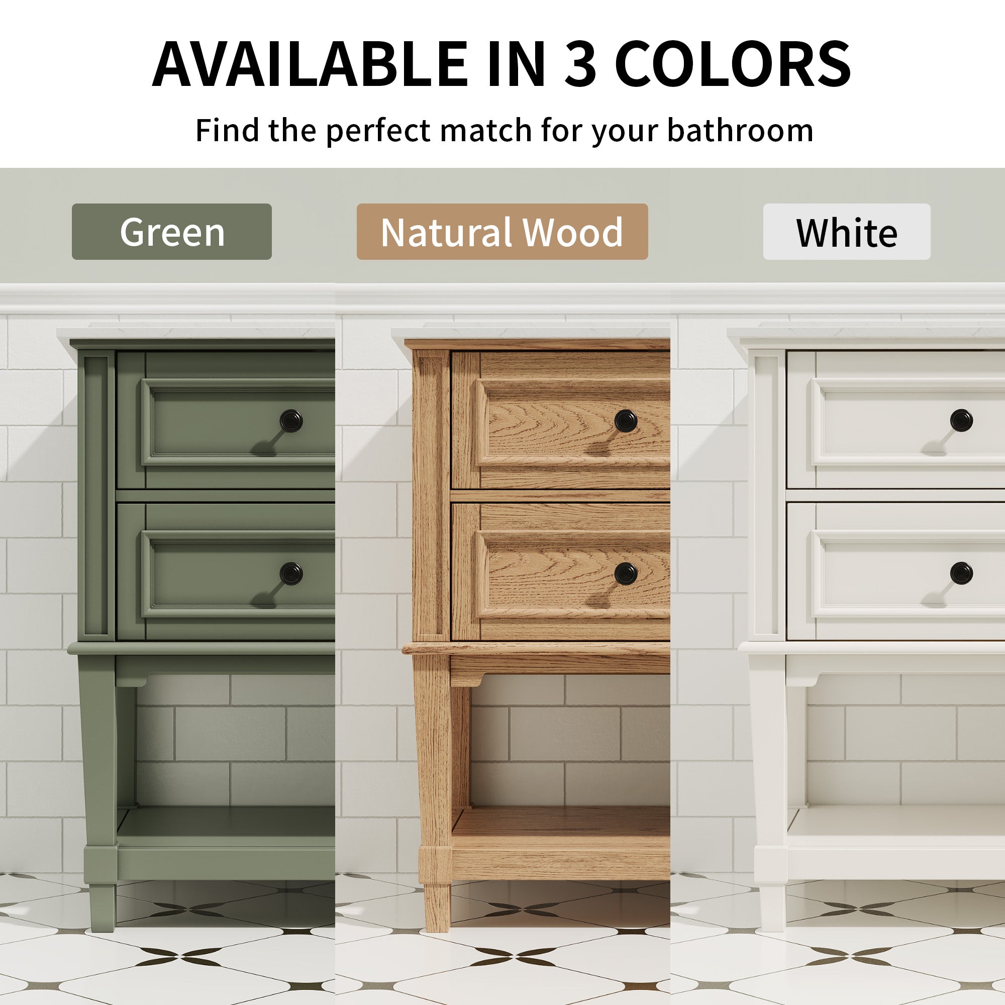 DeerValley DV-1BV0540W/NW/GN 48-inch fully assembled single vanity unit with artificial marble countertop, available in three colors.