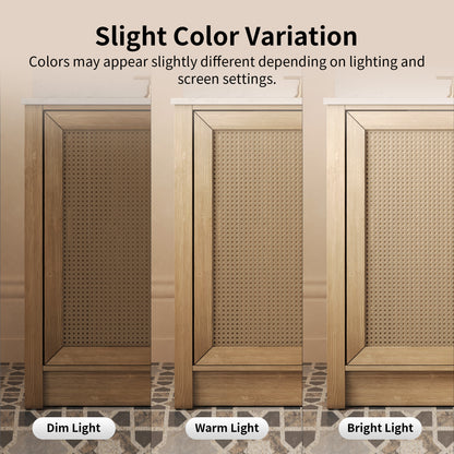 DeerValley DV-1BV0541NW Farmhouse Vanity, Natural Oak Rattan Accent, 36-in Assembled