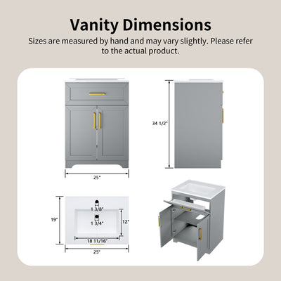 DeerValley DV-1BV0546W Freestanding Antique Oak Bath Vanity with Soft-Close Drawers & Integrated Ceramic Top