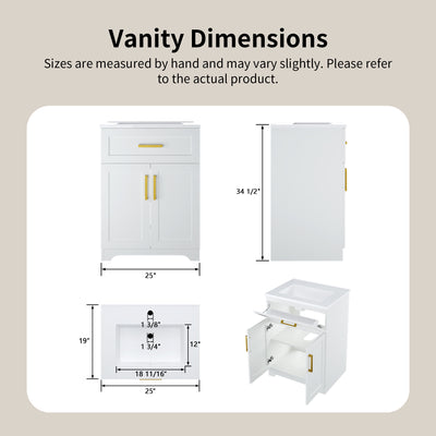 DeerValley DV-1BV0546W Freestanding Antique Oak Bath Vanity with Soft-Close Drawers & Integrated Ceramic Top