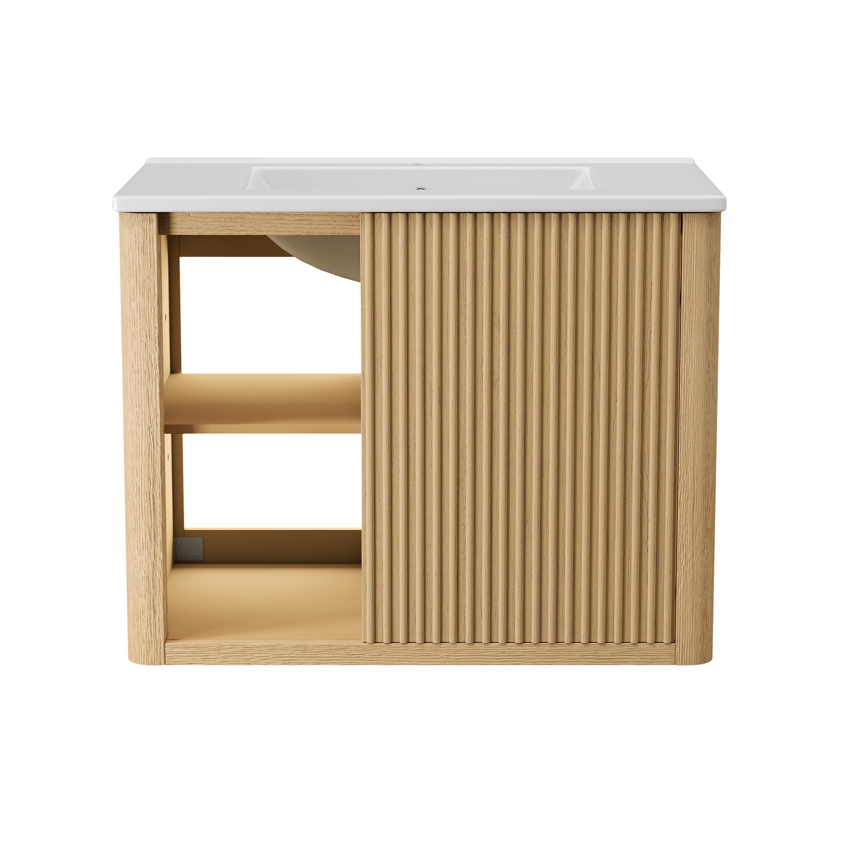 Deervalve DV-1BV0558NW Modern Wall-Mounted Single Bathroom Vanity with Ceramic Top