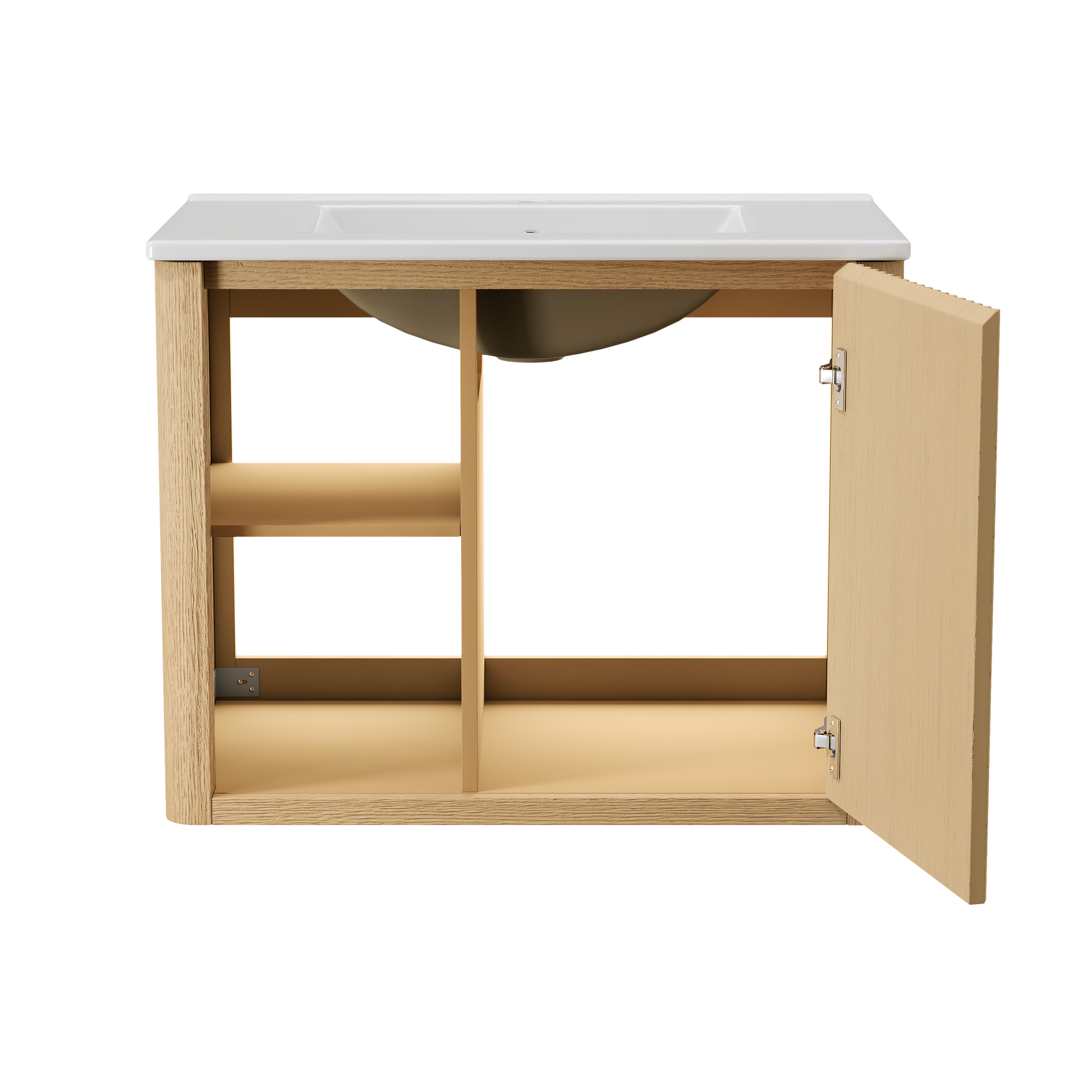 Deervalve DV-1BV0558NW Modern Wall-Mounted Single Bathroom Vanity with Ceramic Top