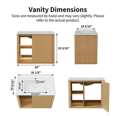 Deervalve DV-1BV0558NW Modern Wall-Mounted Single Bathroom Vanity with Ceramic Top