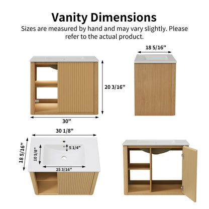 Deervalve DV-1BV0558NW Modern Wall-Mounted Single Bathroom Vanity with Ceramic Top