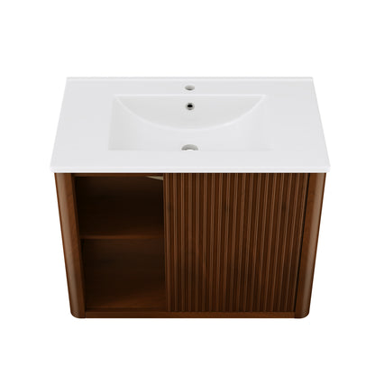 Deervalve DV-1BV0558NW Modern Wall-Mounted Single Bathroom Vanity with Ceramic Top