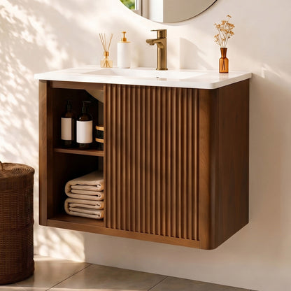 Deervalve DV-1BV0558NW Modern Wall-Mounted Single Bathroom Vanity with Ceramic Top