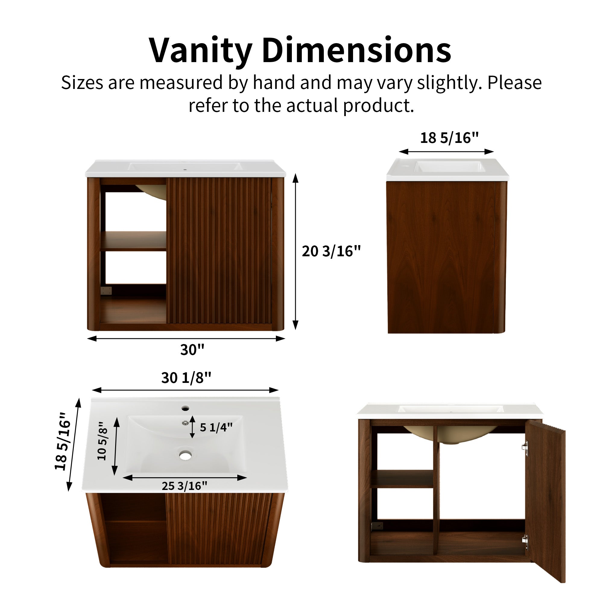 Deervalve DV-1BV0558NW Modern Wall-Mounted Single Bathroom Vanity with Ceramic Top