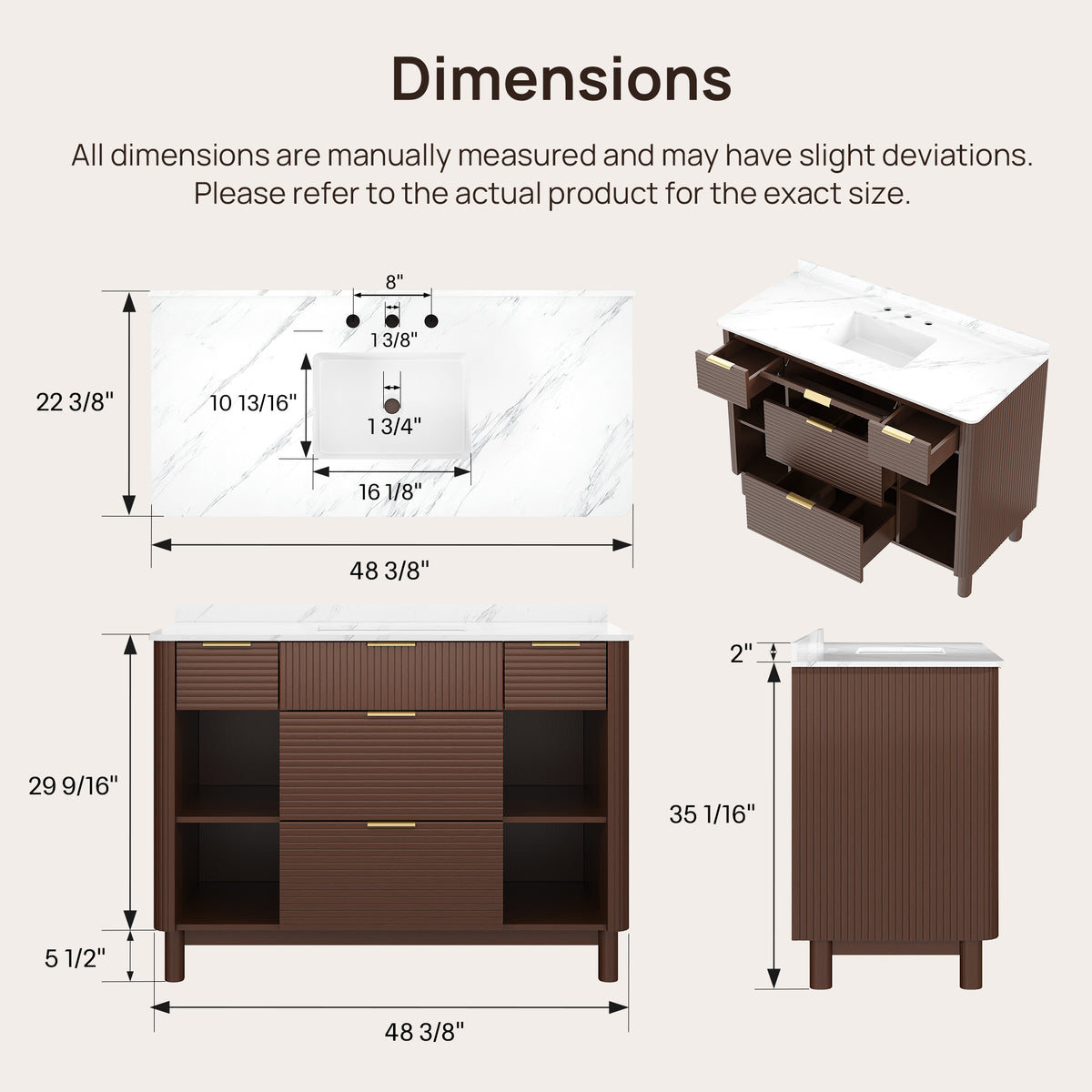 DeerValley DV-1BV0596OAK 48" Bathroom Vanity with Sink, Pre-Assembled & Soft-Close