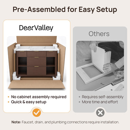 DeerValley DV-1BV0596OAK 48" Bathroom Vanity with Sink, Pre-Assembled & Soft-Close