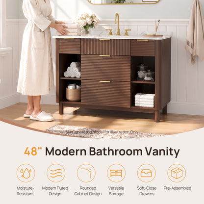 DeerValley DV-1BV0596OAK 48" Bathroom Vanity with Sink, Pre-Assembled & Soft-Close