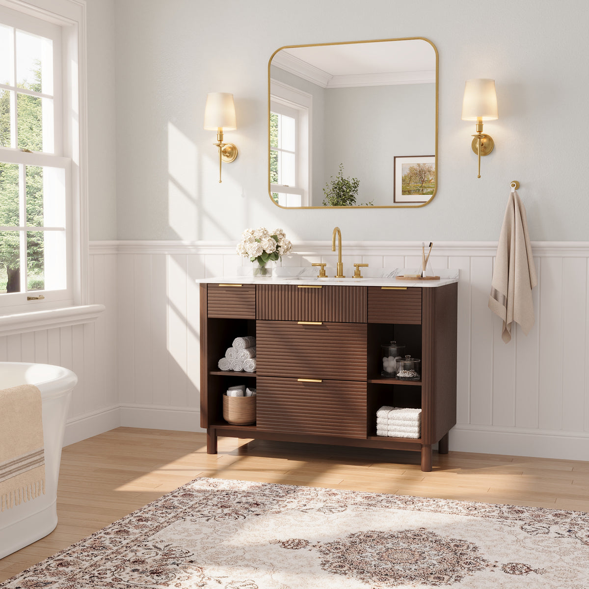 DeerValley DV-1BV0596OAK 48" Bathroom Vanity with Sink, Pre-Assembled & Soft-Close