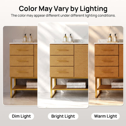 DeerValley DV-1BV0598NW Bathroom Vanity with Sink, Natural Wood & Stone Top