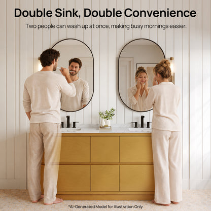 DeerValley DV-1BV0599NW Bathroom Vanity, Easy Setup, Double Sinks & 6 Drawers