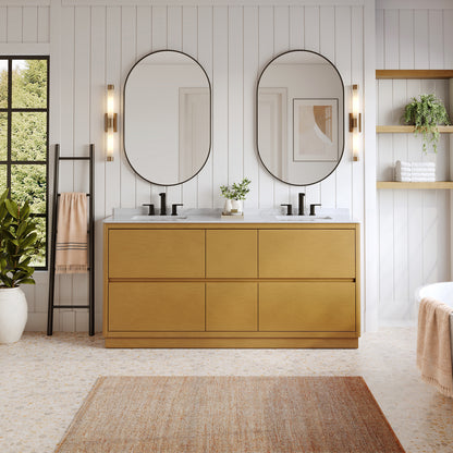 DeerValley DV-1BV0599NW Bathroom Vanity, Easy Setup, Double Sinks & 6 Drawers