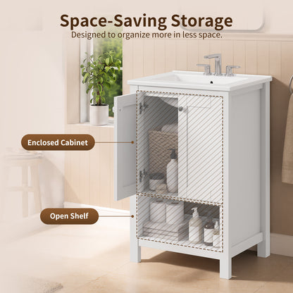 DeerValley DV-1BV0600W Shaker Bathroom Vanity, Integrated Sink & Space-Saving