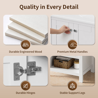 DeerValley DV-1BV0600W Shaker Bathroom Vanity, Integrated Sink & Space-Saving