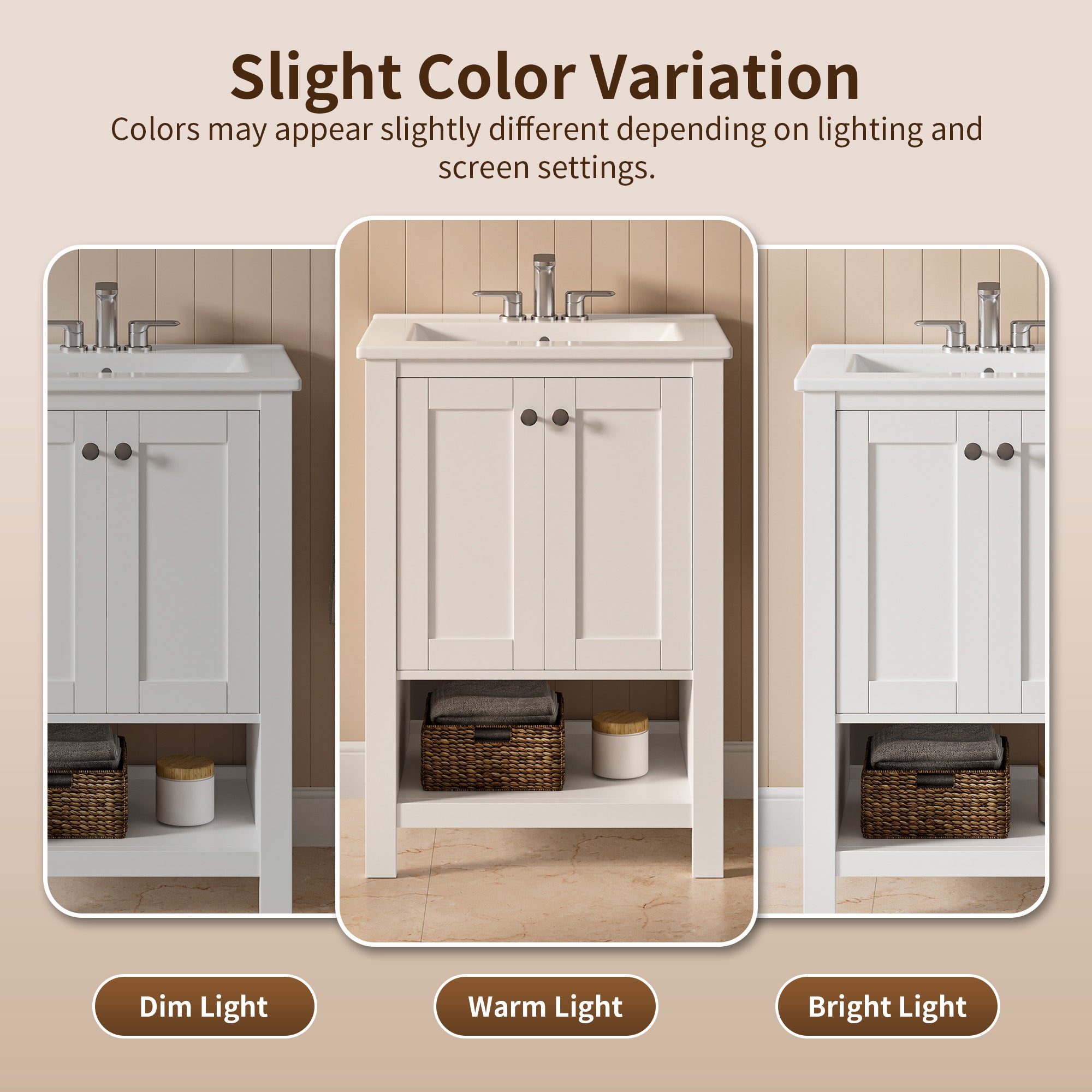 DeerValley DV-1BV0600W Shaker Bathroom Vanity, Integrated Sink & Space-Saving