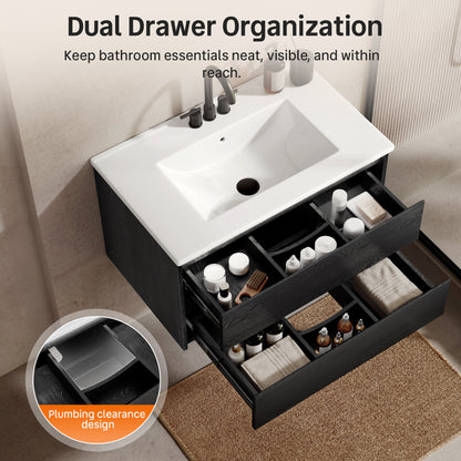 DeerValley DV-1BV0601B Shaker Bathroom Vanity, Integrated Sink & Space-Saving