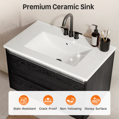 DeerValley DV-1BV0601B Shaker Bathroom Vanity, Integrated Sink & Space-Saving