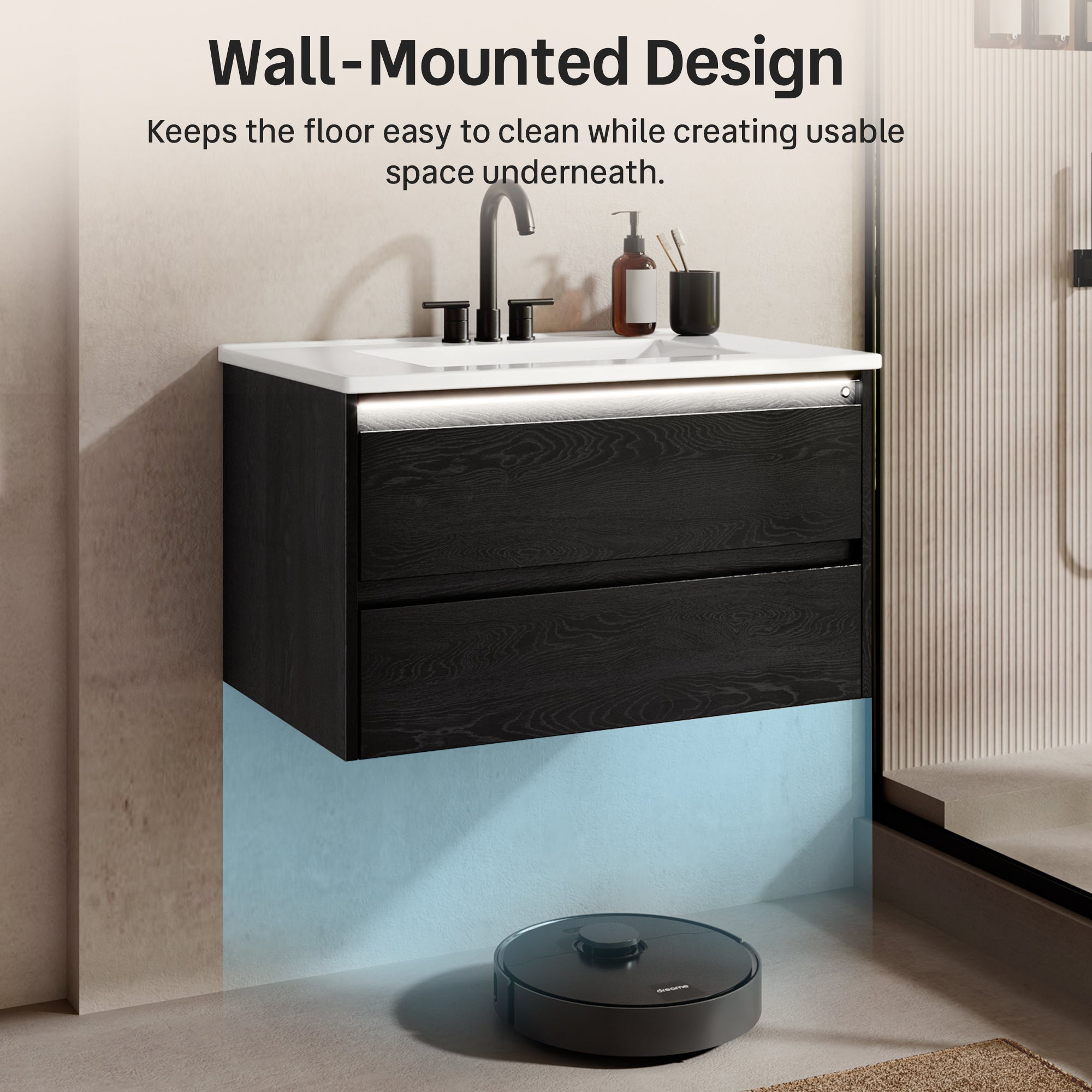DeerValley DV-1BV0601B Shaker Bathroom Vanity, Integrated Sink & Space-Saving
