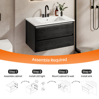 DeerValley DV-1BV0601B Shaker Bathroom Vanity, Integrated Sink & Space-Saving