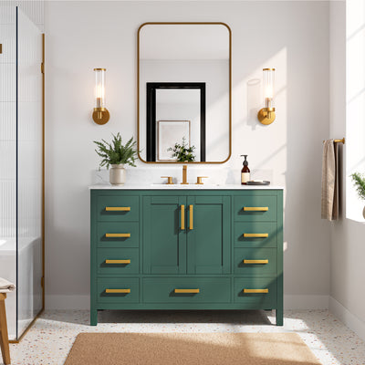 DeerValley DV-1BV0156W 48" Rectangular Bathroom Vanity, with Ceramic Sink Top Set-up