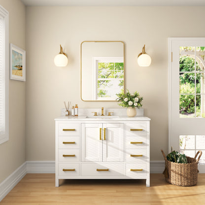 48" Rectangular Bathroom Vanity, with Ceramic Sink Top Set-up