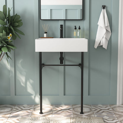 24" Rectangular Console Bathroom Sink, Single Faucet Hole