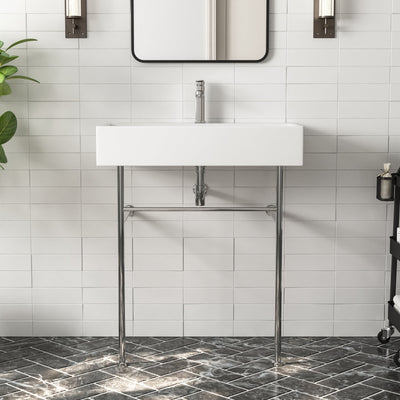 30" Rectangular Console Bathroom Sink, Single Faucet Hole