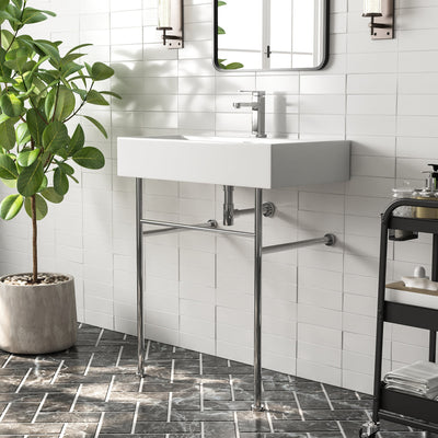 30" Rectangular Console Bathroom Sink, Single Faucet Hole