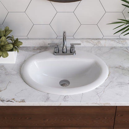 16.94" Round Drop-in Bathroom Sink, Overflow Hole