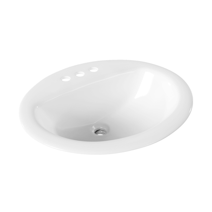 16.94" Round Drop-in Bathroom Sink, Overflow Hole