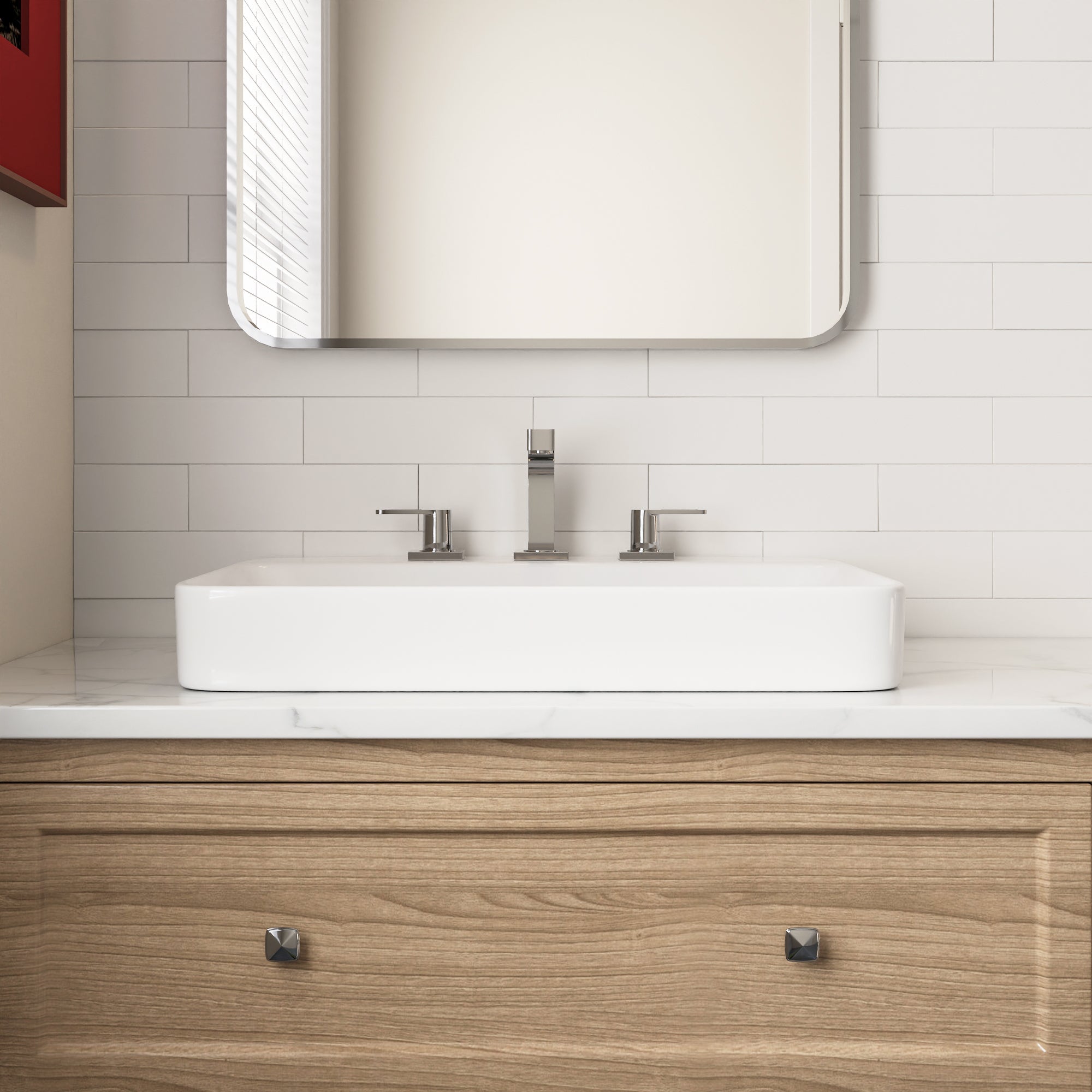 18.9" Rectangular Drop-in Bathroom Sink, Overflow Hole