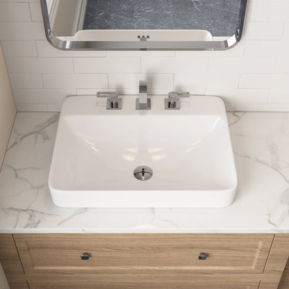 18.9" Rectangular Drop-in Bathroom Sink, Overflow Hole