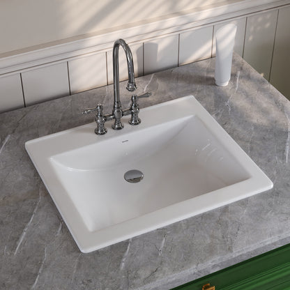 DeerValley DV-1DS0122 Drop-in Sinks Scratch Resistant Modern White 3-Hole Design