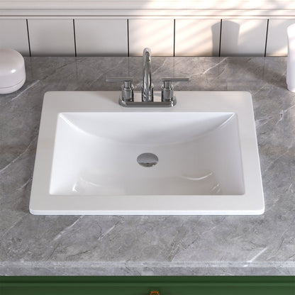 17.72" Rectangular Drop-in Bathroom Sink, Overflow Hole
