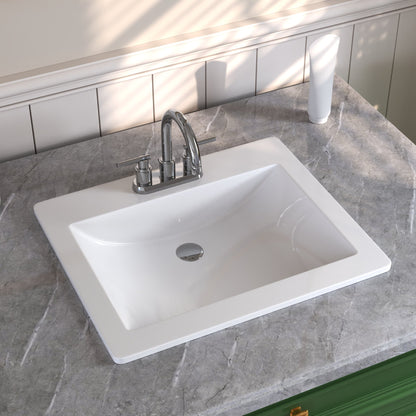 17.72" Rectangular Drop-in Bathroom Sink, Overflow Hole