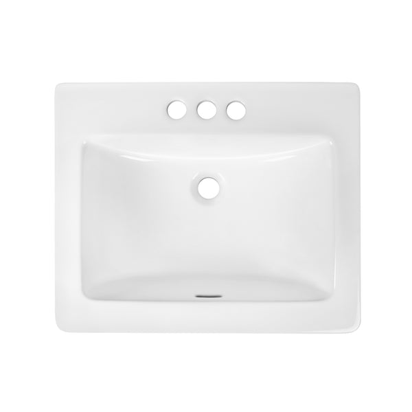 17.72" Rectangular Drop-in Bathroom Sink, Overflow Hole