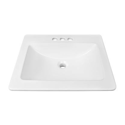 17.72" Rectangular Drop-in Bathroom Sink, Overflow Hole