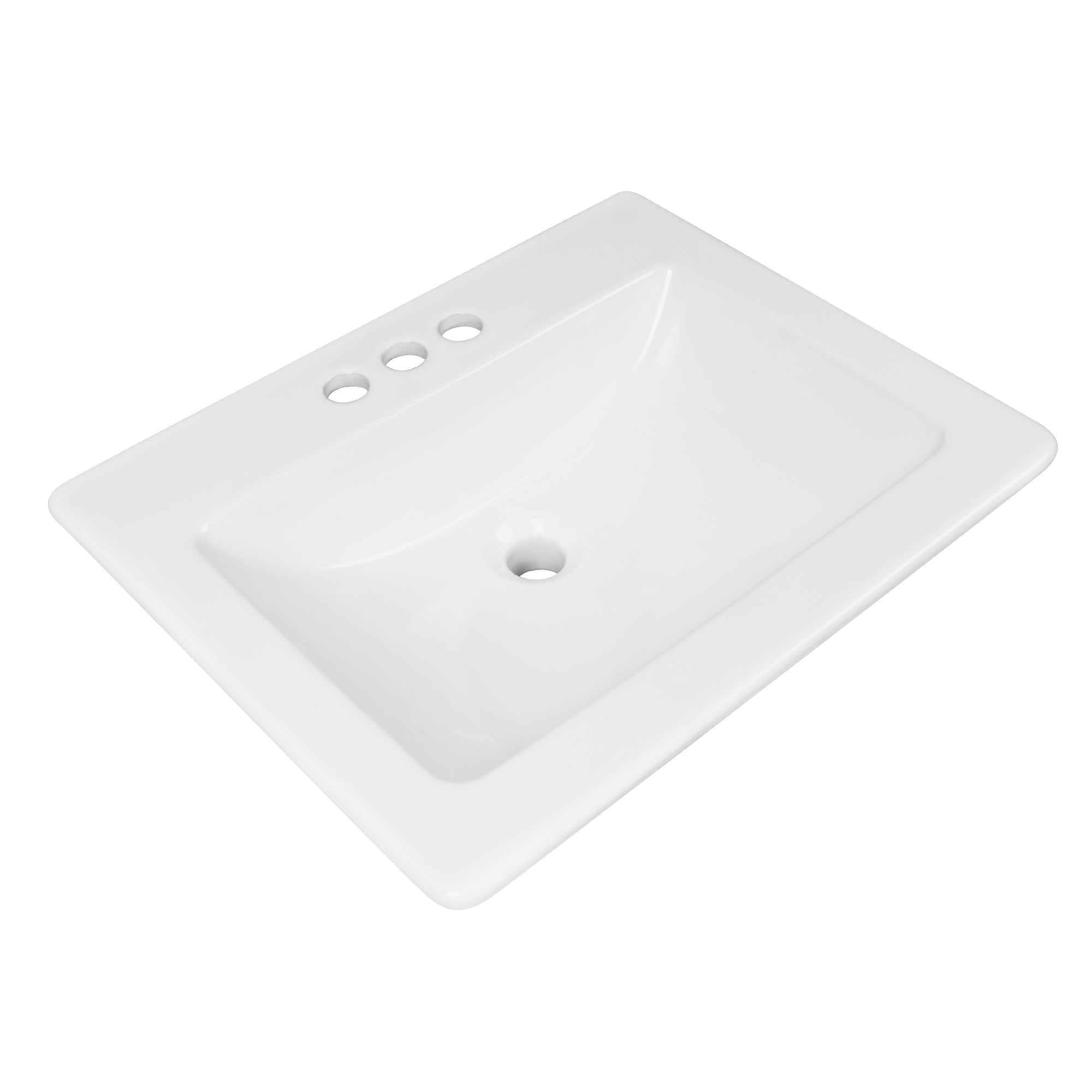 17.72" Rectangular Drop-in Bathroom Sink, Overflow Hole