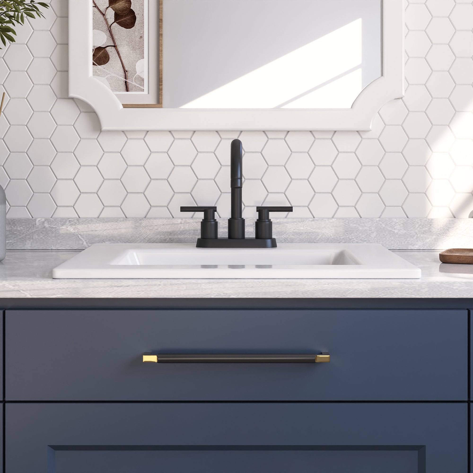 18.12" Rectangular Drop-in Bathroom Sink, Overflow Hole