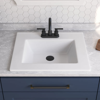 18.12" Rectangular Drop-in Bathroom Sink, Overflow Hole