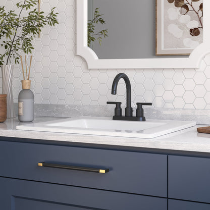 18.12" Rectangular Drop-in Bathroom Sink, Overflow Hole