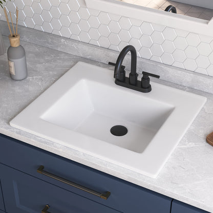 18.12" Rectangular Drop-in Bathroom Sink, Overflow Hole