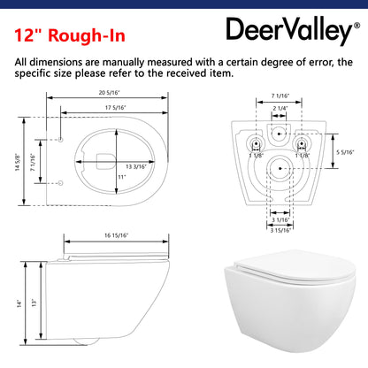 LIBERTY Wall-Hung Elongated Toilet, 1.1/1.6GPF Siphon Flushing with Multiple Colors