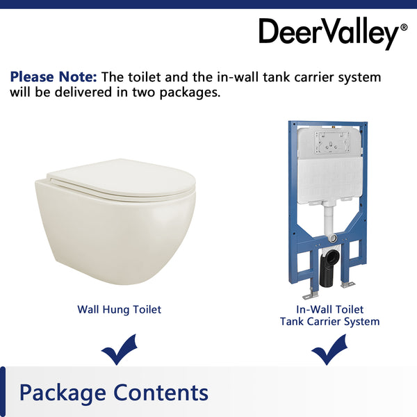 DeerValley Bath LIBERTY Wall-Hung Elongated Toilet, 1.1/1.6GPF Siphon Flushing with Multiple Colors Toilet