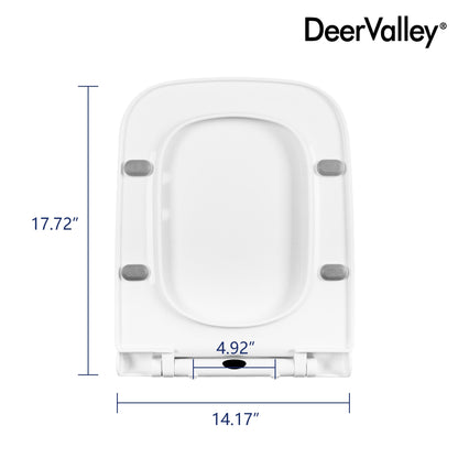 DeerValley DV-F0071S11 Quick-Release Soft-Close Square Plastic Polypropylene (PP) Toilet Seat  (Fit with DV-1F0071/DV-1F0072)