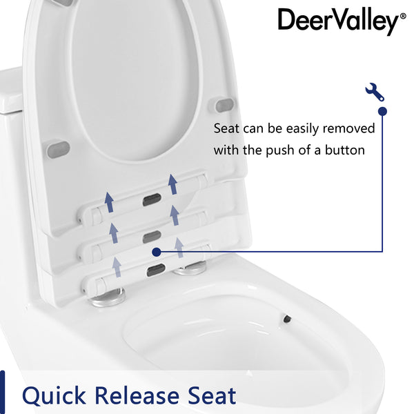 DeerValley DV-F0073S11 Quite-Close Easy to Install Plastic Polypropylene Toilet Seat (Fit with DV-1F0073)